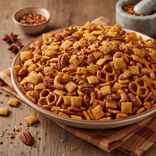 Spicy Savory Chex Party Mix recipe