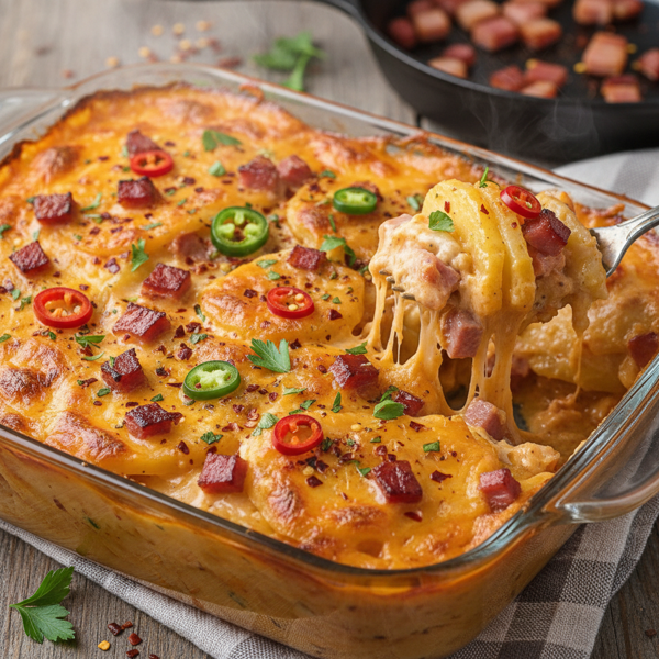 Spicy Scalloped Potatoes and Ham Bake recipe