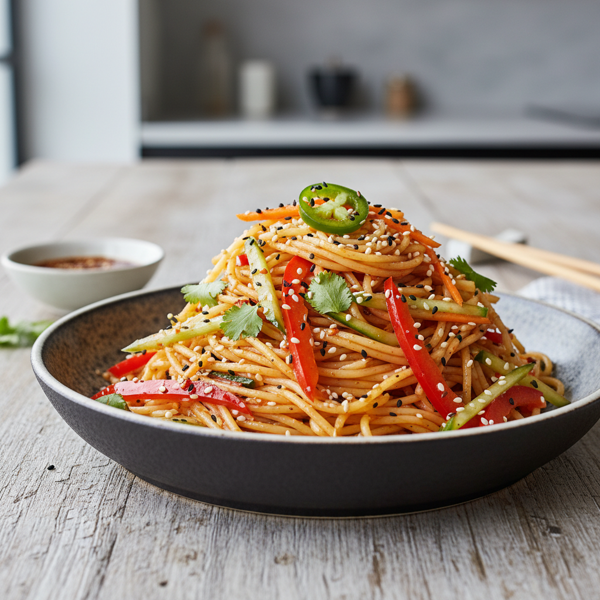 Spicy Sesame Angel Hair Salad recipe