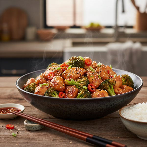 Spicy Sesame Chicken and Broccoli Stir-Fry recipe