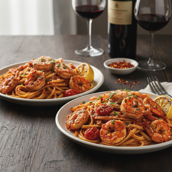Spicy Shrimp Diablo Linguine for Two recipe