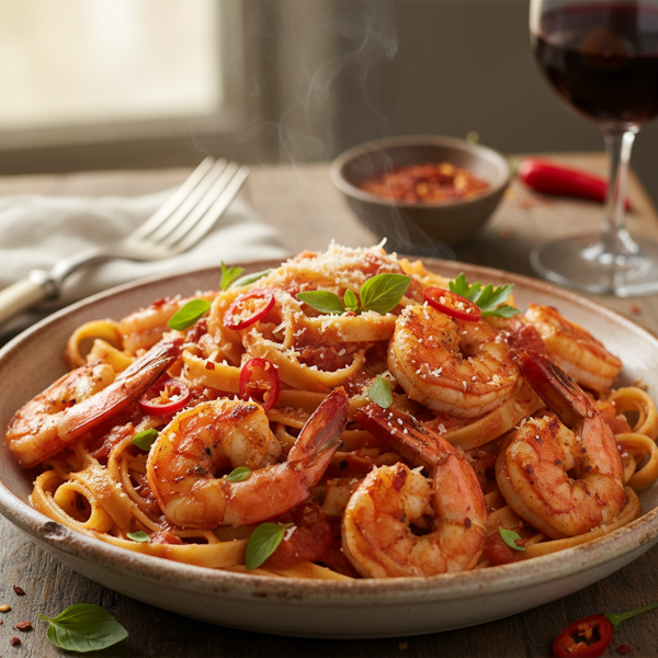 Spicy Shrimp Fettuccine Diablo recipe