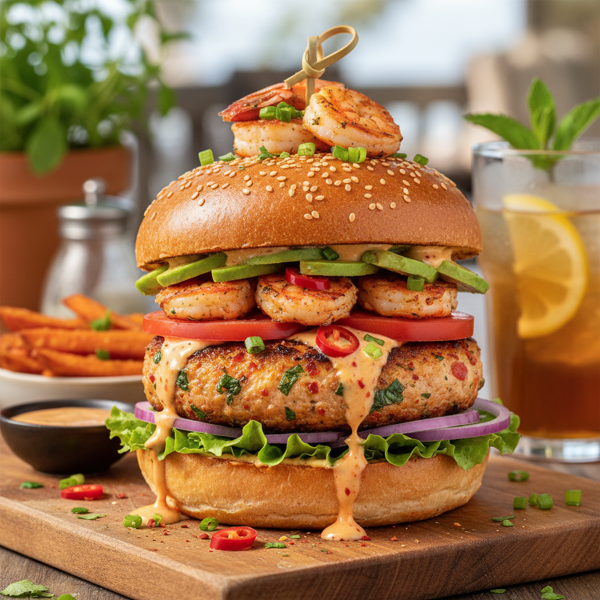 Spicy Shrimp Flavorsome Burgers recipe