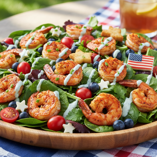 Spicy Shrimp Patriot Salad recipe