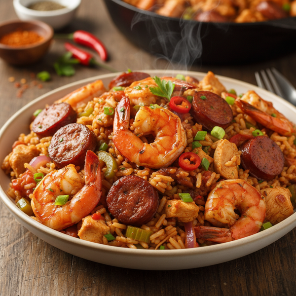 Spicy Shrimp and Andouille Jambalaya Delight recipe