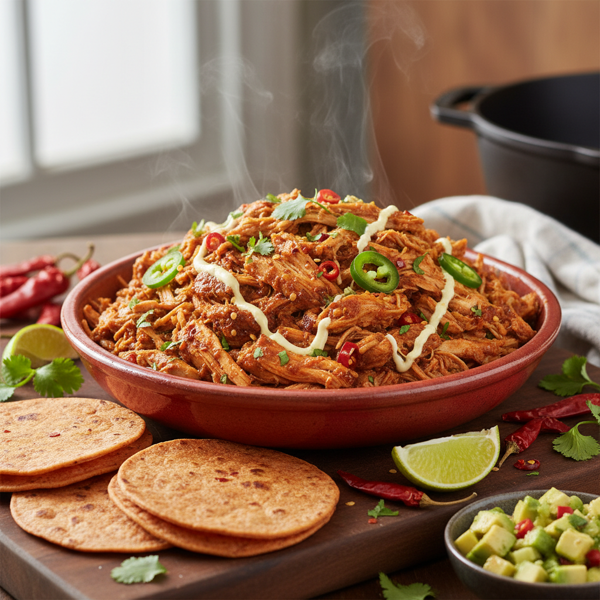 Spicy Slow-Cooked Shredded Chicken Delight recipe