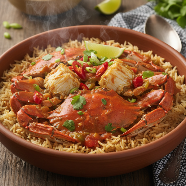 Spicy Somalian Crab Stew over Rice recipe