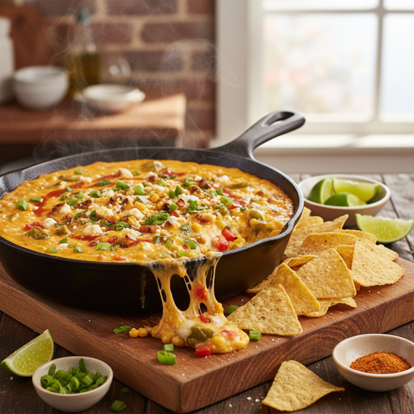 Spicy Southwest Corn & Green Chili Cheese Dip recipe