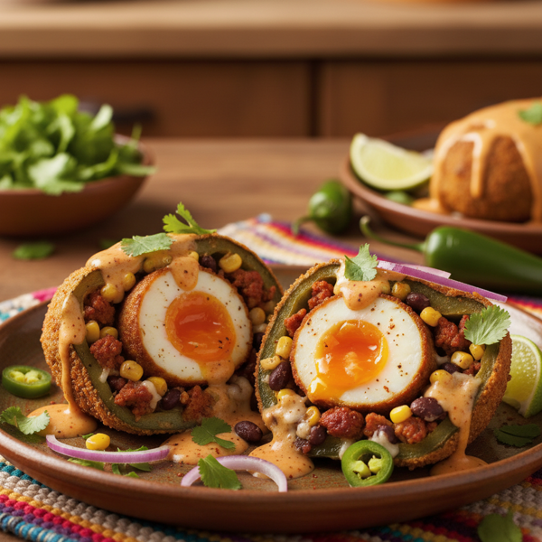 Spicy Southwest Scotch Egg Rellenos Delight recipe