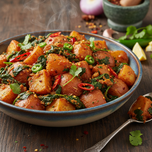 Spicy Spinach and Potato Delight recipe