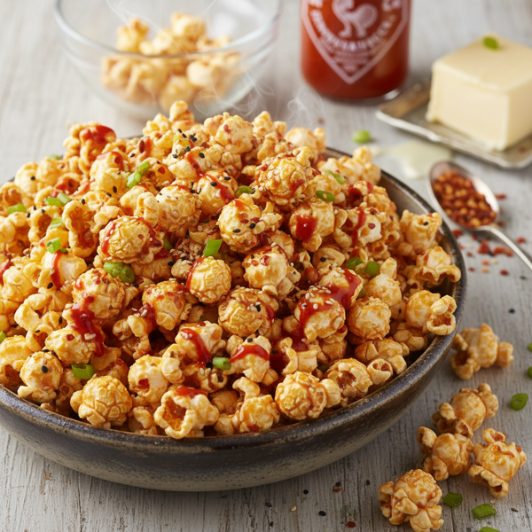 Spicy Sriracha Butter Popcorn recipe