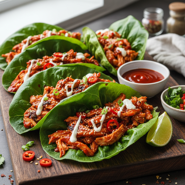 Spicy Sriracha Chicken Lettuce Tacos recipe
