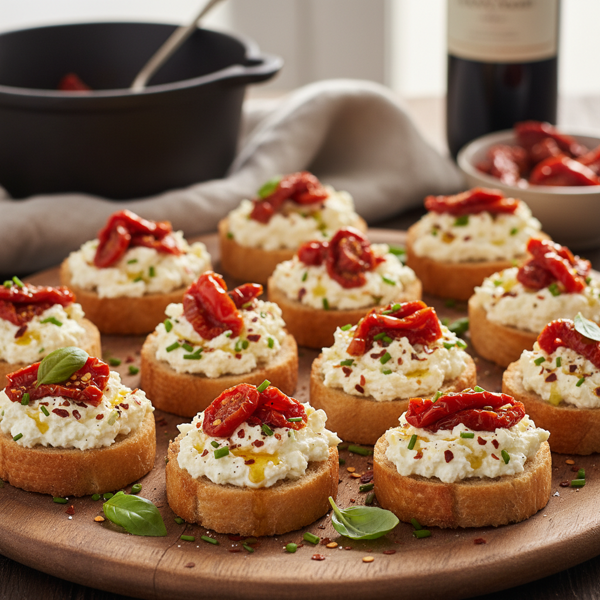 Spicy Sun-Dried Tomato Goat Cheese Canapés recipe