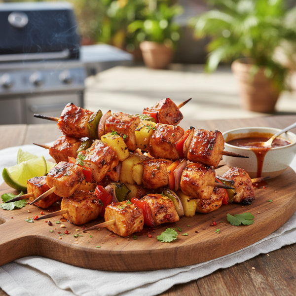 Spicy Sweet Jerk Chicken Skewers recipe