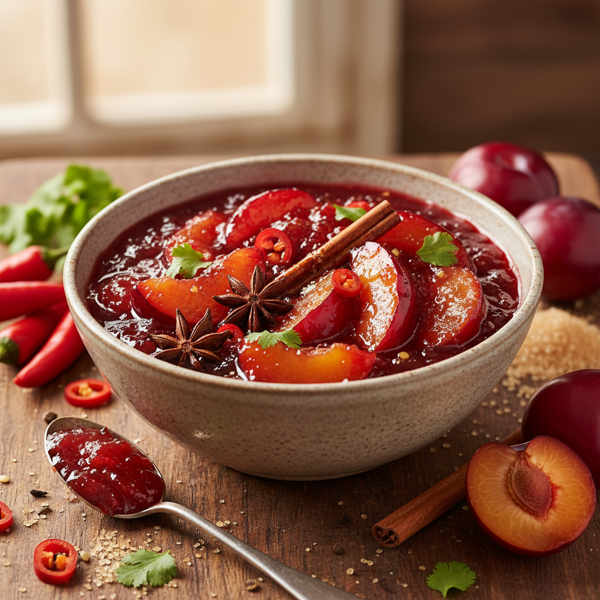 Spicy Sweet Red Plum Chutney recipe
