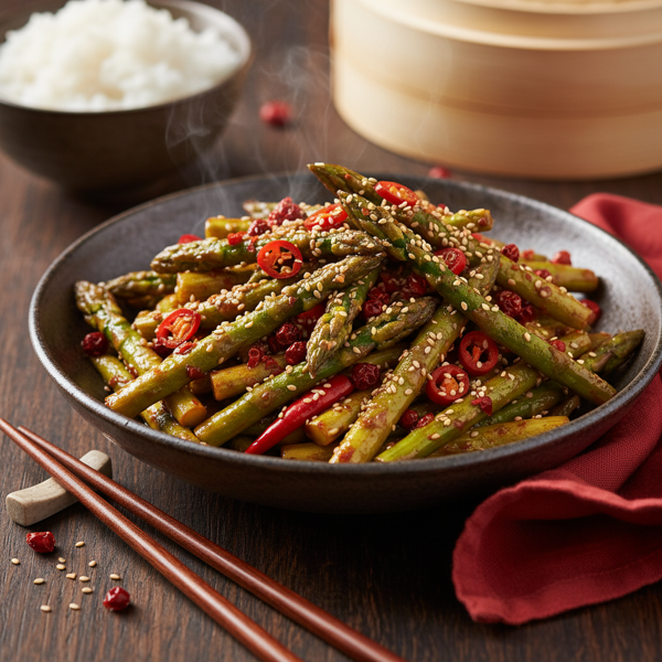 Spicy Szechuan-Style Asparagus Delight recipe