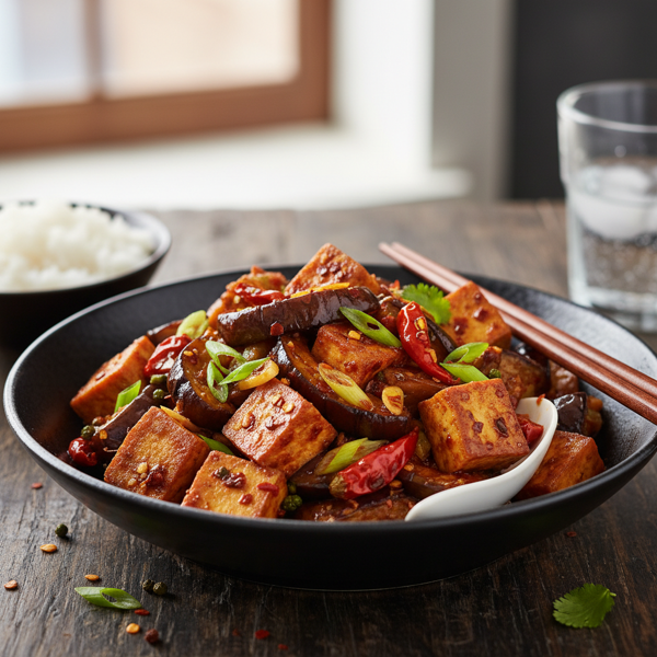 Spicy Szechuan Eggplant and Tofu Stir-Fry recipe