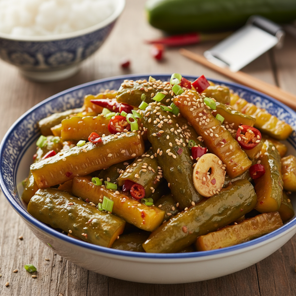 Spicy Szechuan Pickled Cucumbers recipe
