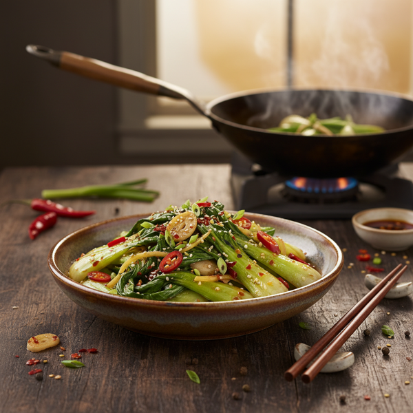 Spicy Szechuan Stir-Fried Bok Choy recipe