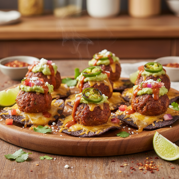 Spicy Taco Meatball Nacho Bites recipe