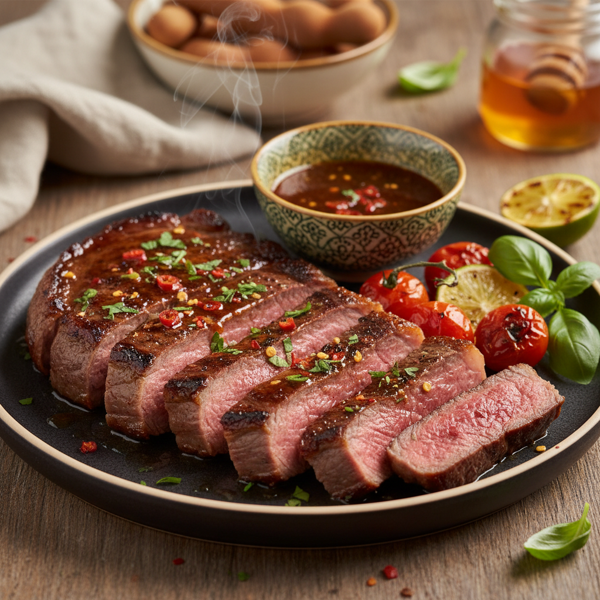 Spicy Tamarind Bavette Steak with Honey Glaze recipe