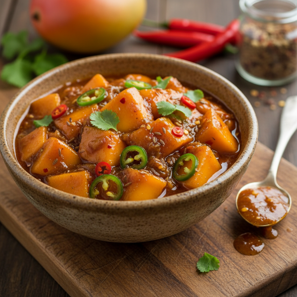 Spicy Tangy Mango Chutney recipe