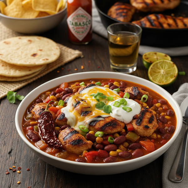 Spicy Tequila Grilled Chicken Chili recipe