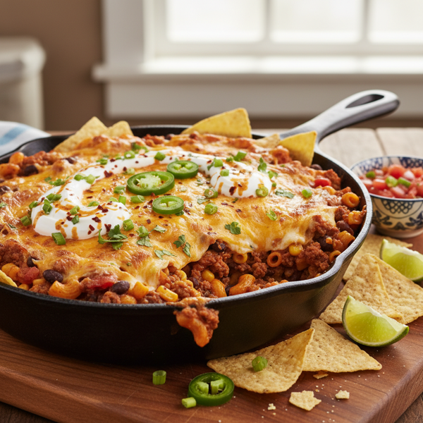 Spicy Tex-Mex Beef & Mac Casserole recipe
