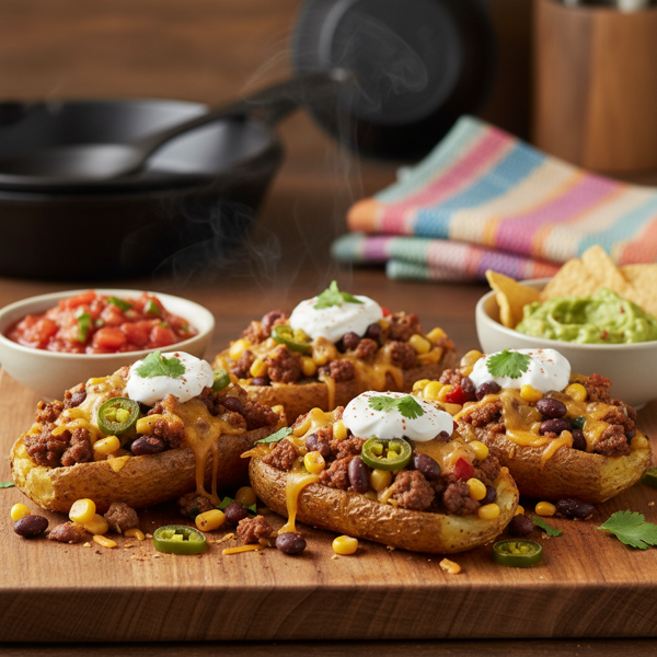Spicy Tex-Mex Loaded Potato Skins recipe