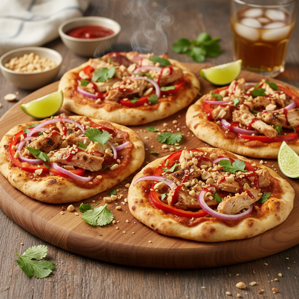 Spicy Thai Chicken Naan Pizzas recipe