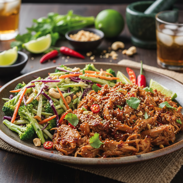 Spicy Thai Chili Pulled Pork with Crunchy Broccoli Slaw recipe
