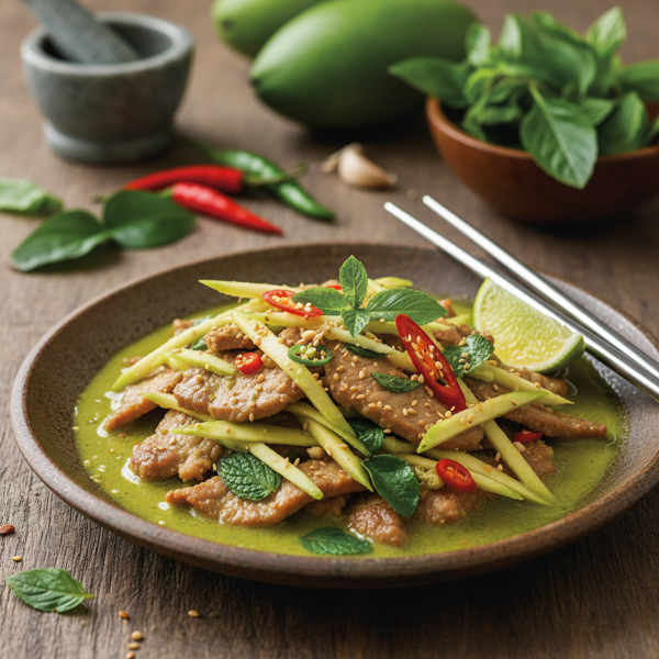 Spicy Thai Green Mango Pork Delight recipe