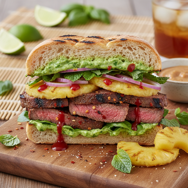 Spicy Thai Grilled Steak Sandwiches with Pineapple recipe