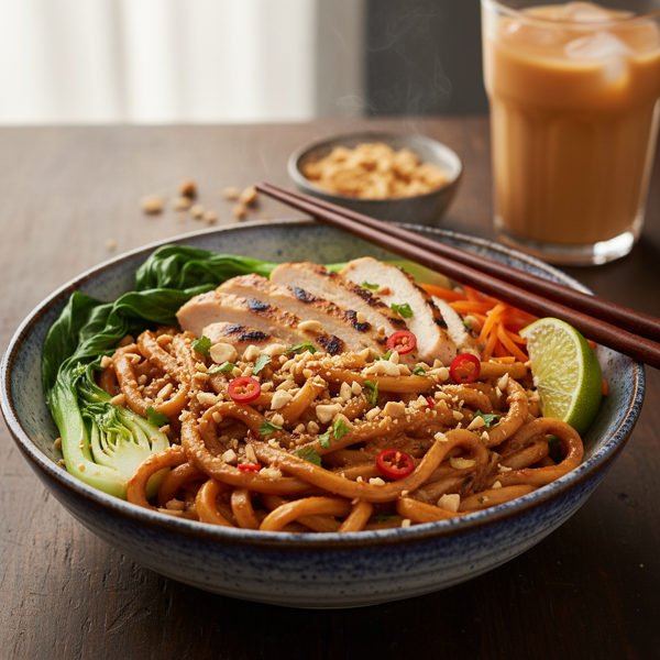 Spicy Thai Peanut Udon Noodles recipe