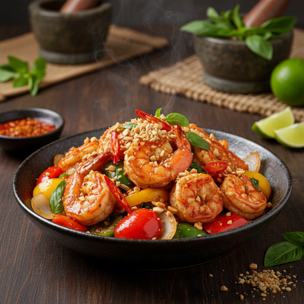 Spicy Thai Shrimp Stir-Fry with Roasted Chili Sauce recipe