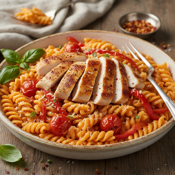 Spicy Tomato Alfredo Chicken Pasta recipe