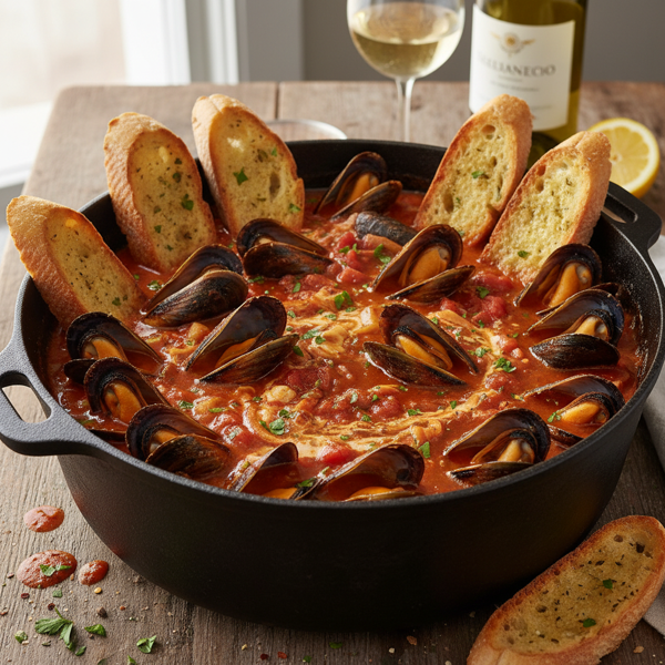 Spicy Tomato and White Wine Mussels recipe