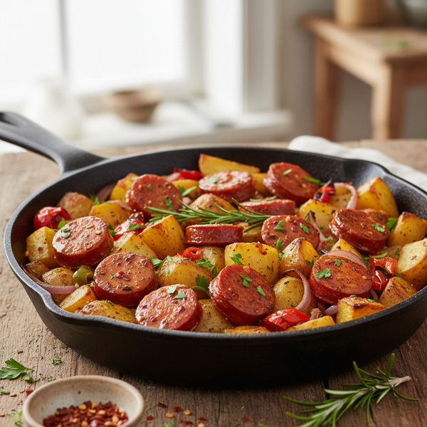 Spicy Turkey Sausage and Potato Bake recipe