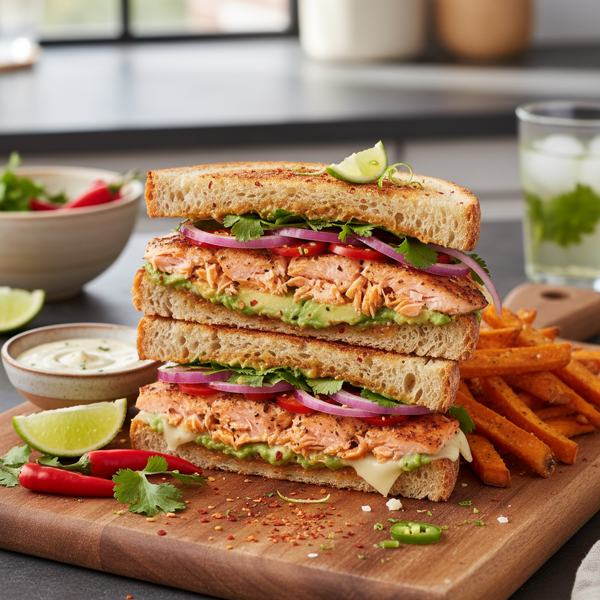 Spicy Zesty Salmon Delight Sandwiches recipe