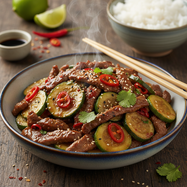 Spicy Zucchini Beef Stir-Fry recipe