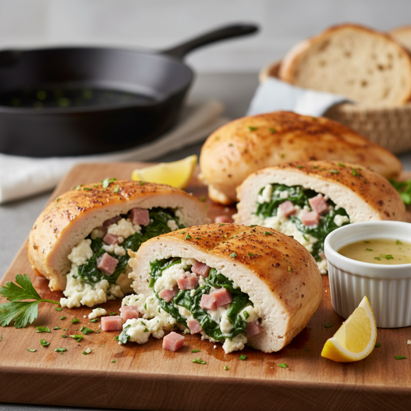 Spinach, Feta, and Ham Stuffed Chicken Breasts recipe
