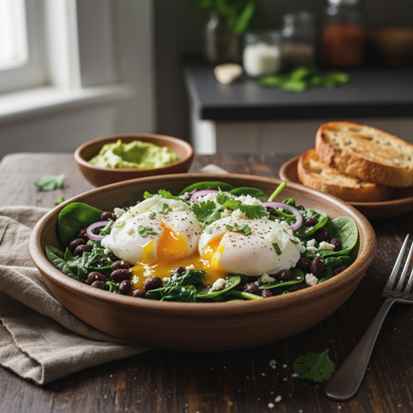 Spinach & Black Bean Egg Bowl recipe