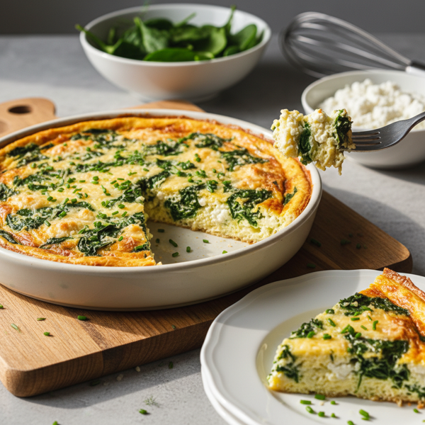 Spinach & Cottage Cheese Crustless Quiche recipe