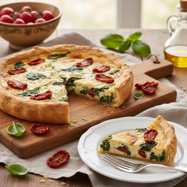 Spinach & Sun-Dried Tomato Cheese Tart recipe