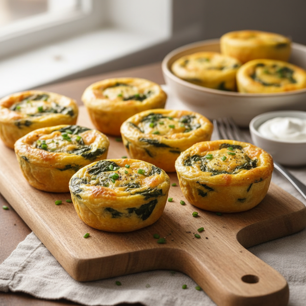 Spinach and Cheddar Breakfast Quiche Bites recipe