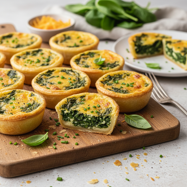 Spinach and Cheddar Mini Quiches recipe