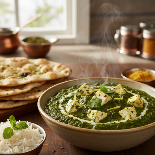 Spinach and Cottage Cheese Delight (Palak Paneer) recipe
