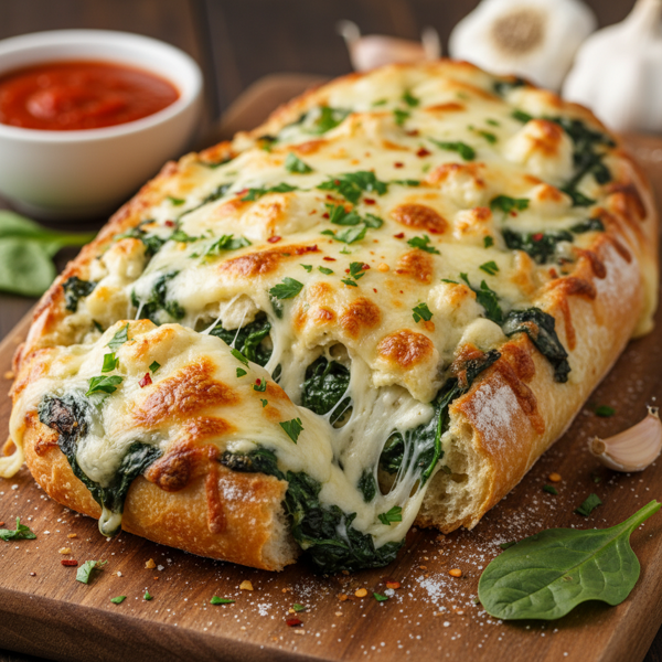 Spinach and Garlic Cheesy Bread Delight recipe