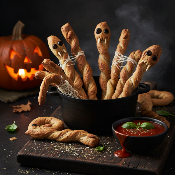 Spooky Breadstick Creatures recipe
