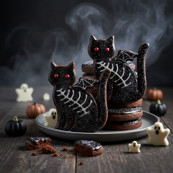 Spooky Chocolate Cat Cookies recipe